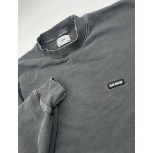 Joah Brown Sweater One Size Classic Crew Pullover Grey French Terry Logo